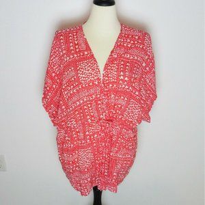 NWT Victoria’s Secret Beach Swim Cover Up Kimono Robe Red & White Hearts O/S NEW